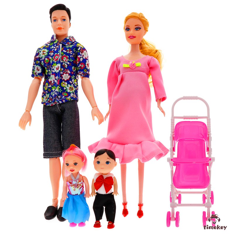 30cm Ken e Barbie Dolls Grávida com Barrigas Grandes, Família de 6