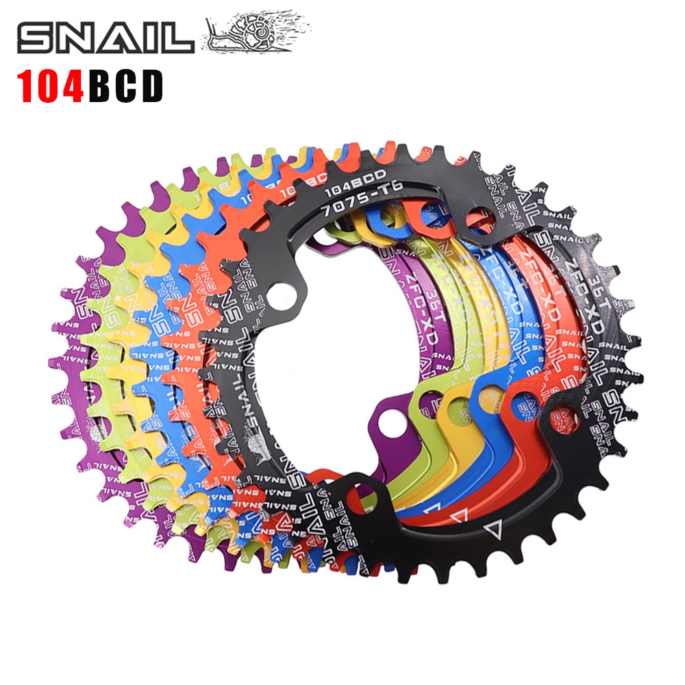 Plateau de vélo rond et ovale, 32/34/36/38T BCD 104 mm pour VTT, vélo de route, VTT (36T-Rouge