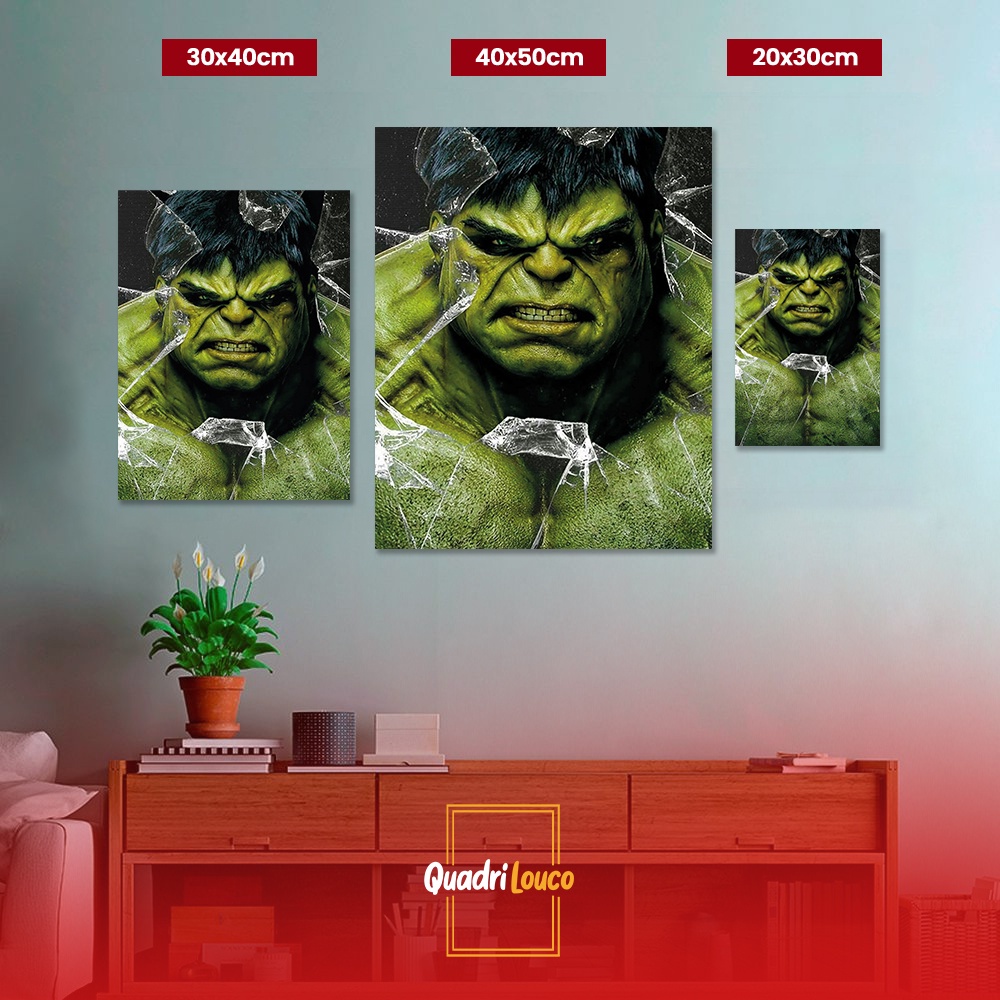 Quadro Canvas The Incredible Hulk Quadrinhos Marvel 40x40cm - Zona