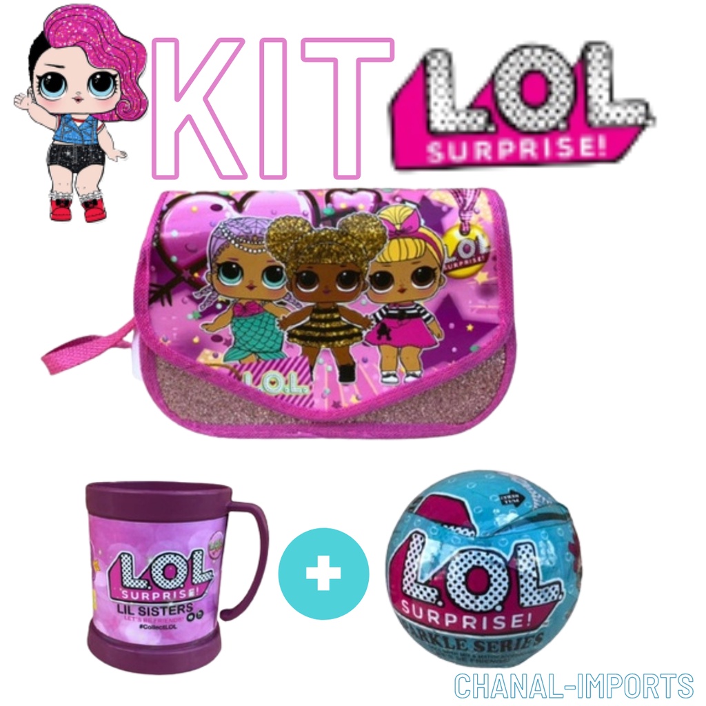 KIT LOL SURPRESA BONECAS O KIT ACOMPANHA BOLSA + CANECA + BOLA SURPRISE ...