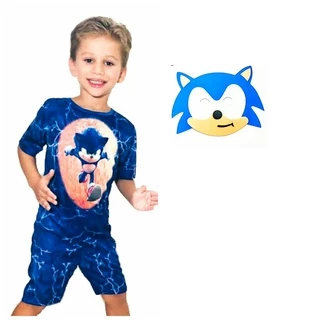 Fantasia Infantil - Sonic Com Máscara de E.V.A