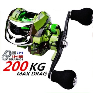 carretilha de pesca Novo 18 1BB Forte Drag Power 200 kg Rodas De Carpa Branca Carretel Rastreamento