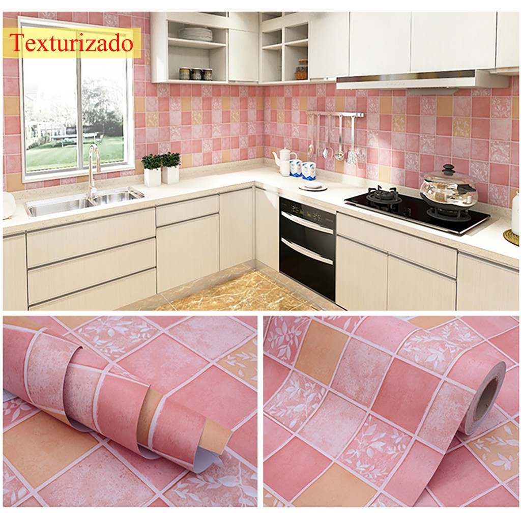 Papel de Parede Adesivo Lavável Decoração Pastilhas Azulejo Para Cozinha  Rosa Xadrez 3D - Pro Decor - Papel de Parede - Magazine Luiza