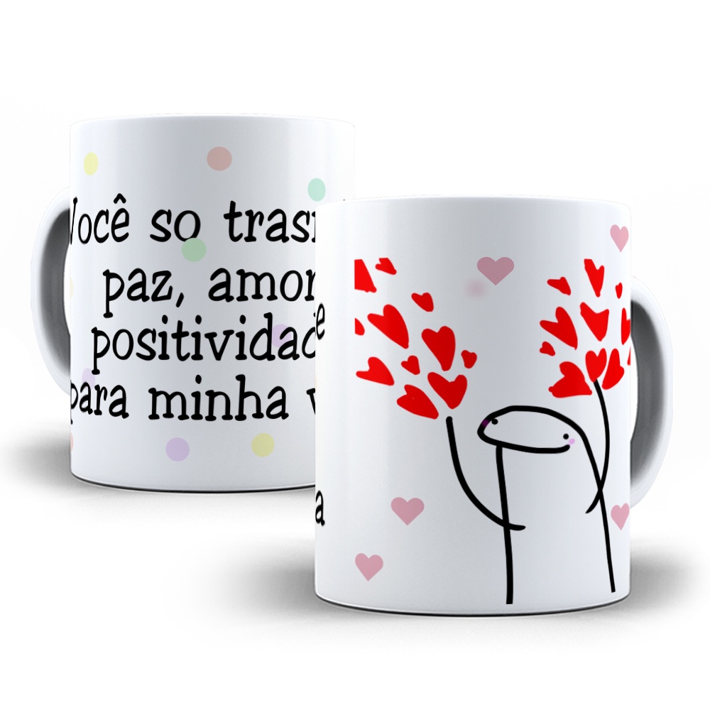 Caneca Meme Flork Paz Amor Positividade 12