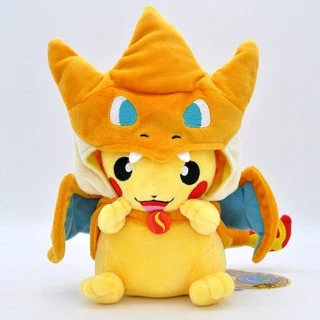 Pelúcia Pokémon 22cm Pikachu Cosplay Fantasia Mega Charizard + Brinde