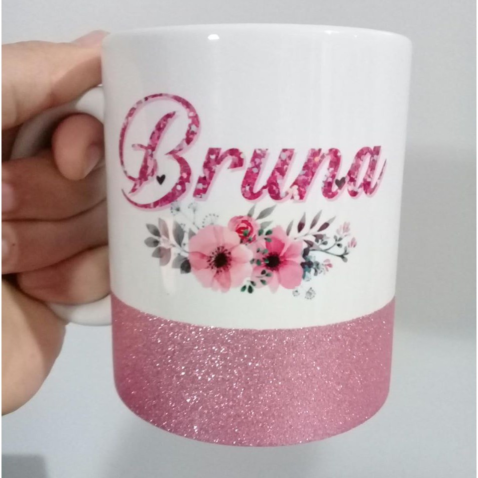 Caneca Personalizada Base Glitter Shopee Brasil