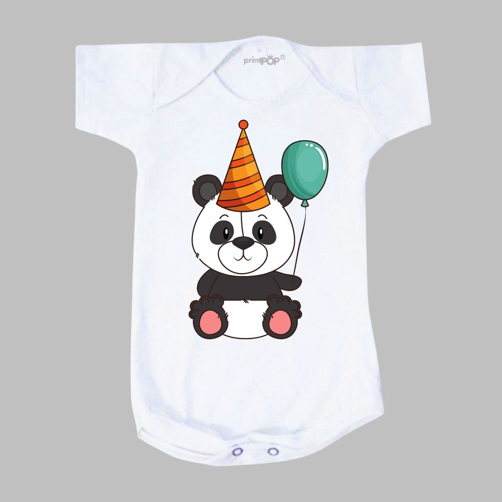 Body Roupa de Bebê Divertido Desenho Panda Aniversário