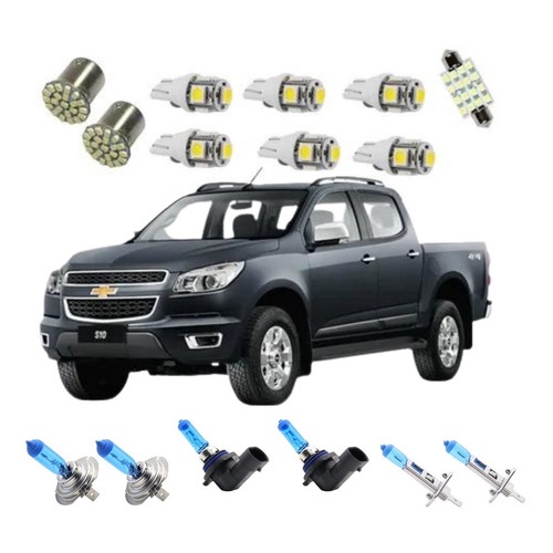 Kit Lâmpadas Super Branca + Led Farol S10 2012 2013 2014