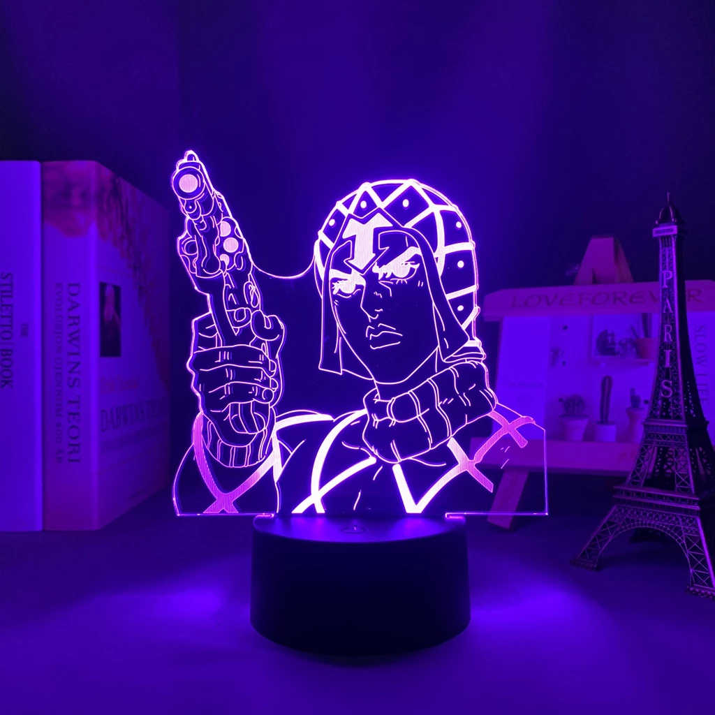 Anime JoJo's Bizarre Adventure Mista 3d Luz Noturna Led Para Decoração De Quarto Presente De Aniversário Idade Criativa Lâmpada De Mesa