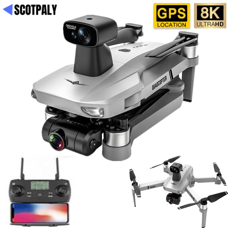 Drone/Câmera KF102 MAX GPS 8K HD EIS 2-Axis Cardan Obstacle Evitance Quadcopter Brushless WiFi FPV Dron