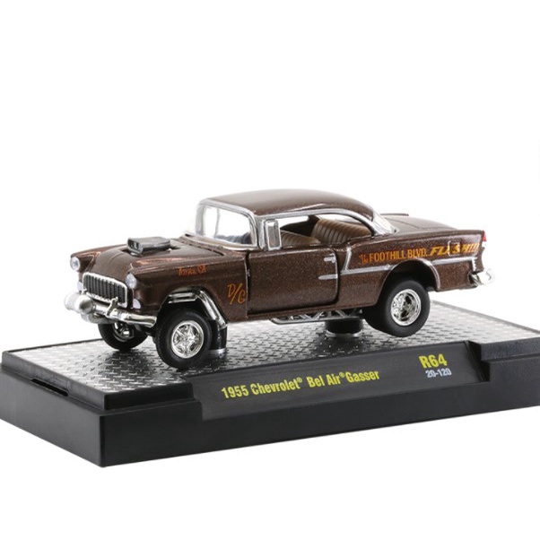 Hot Wheels Real Riders 1/64 - 1955 Chevrolet Bel Air Gasser, Ruote Cromate, Piloti Veri