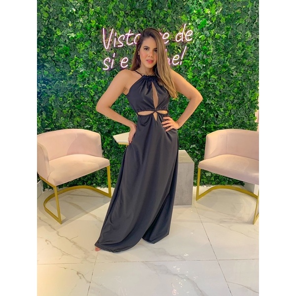 Vestido longo best sale sem estampa