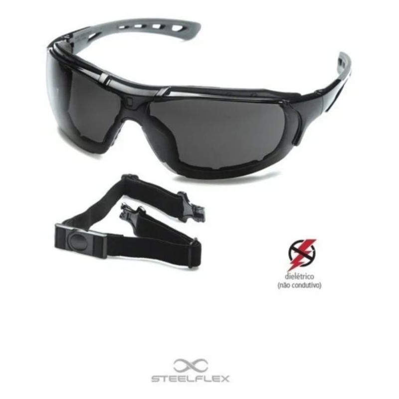 Oculos Segurança Steelflex Proteção Uva Uvb 50 Ca 40903 (Fume)