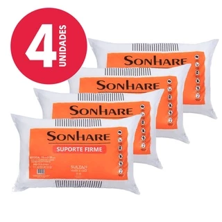 Kit 4 Travesseiros Macio Lavável 50x70 Sonhare AntiAlérgico