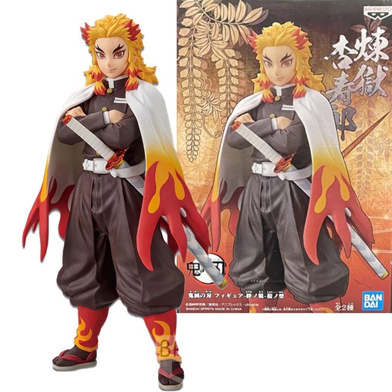 Slayer Demon, Rengoku Kyoujurou Figura,PVC Ação Figura 20cm, modelo de  modelo artesanal, figura do modelo de cena, nove pilares de ressonância,  caráter de desenho animado, figura em caixa