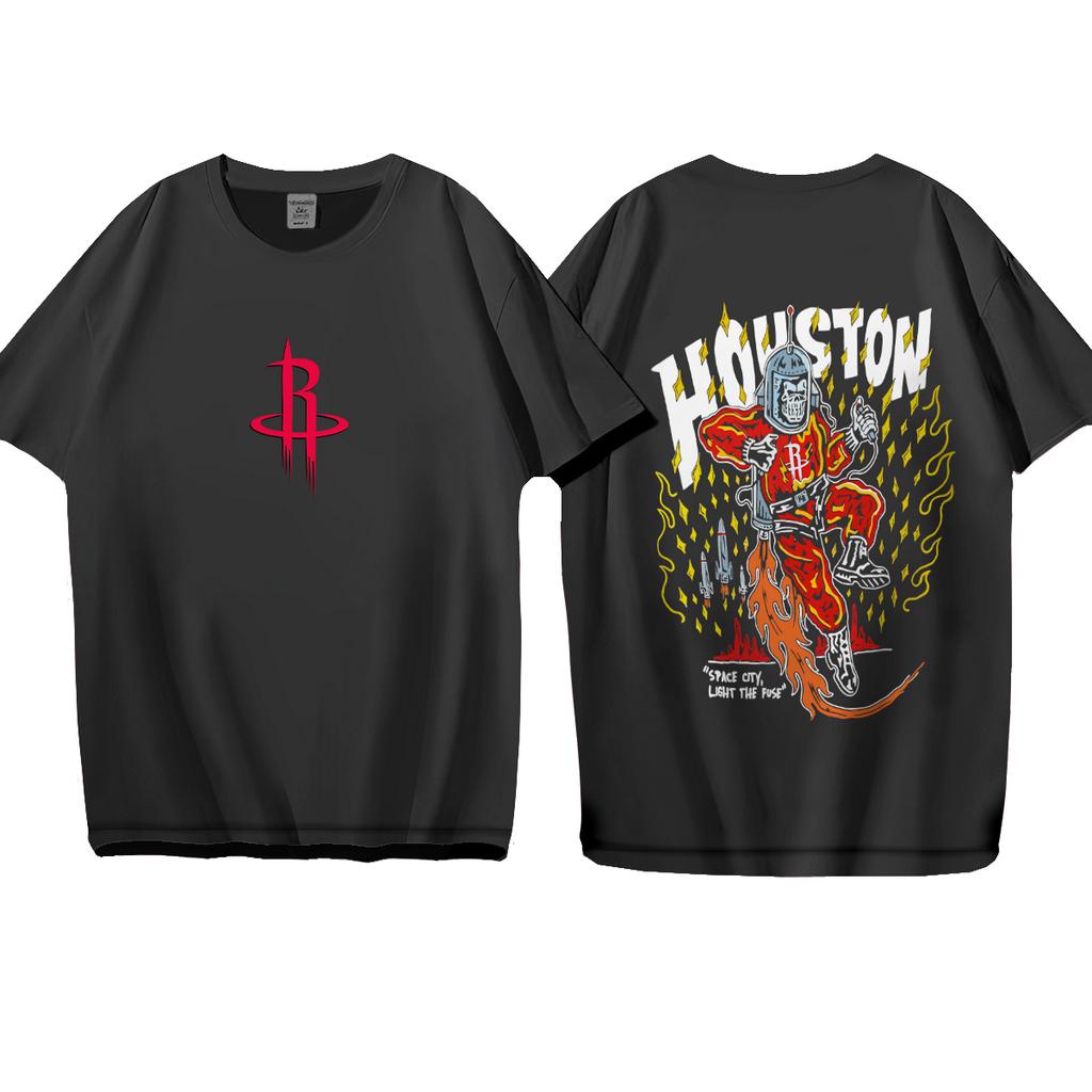 Camiseta Basica Camisa Houston Rockets Logo Space City Basquete Unissex