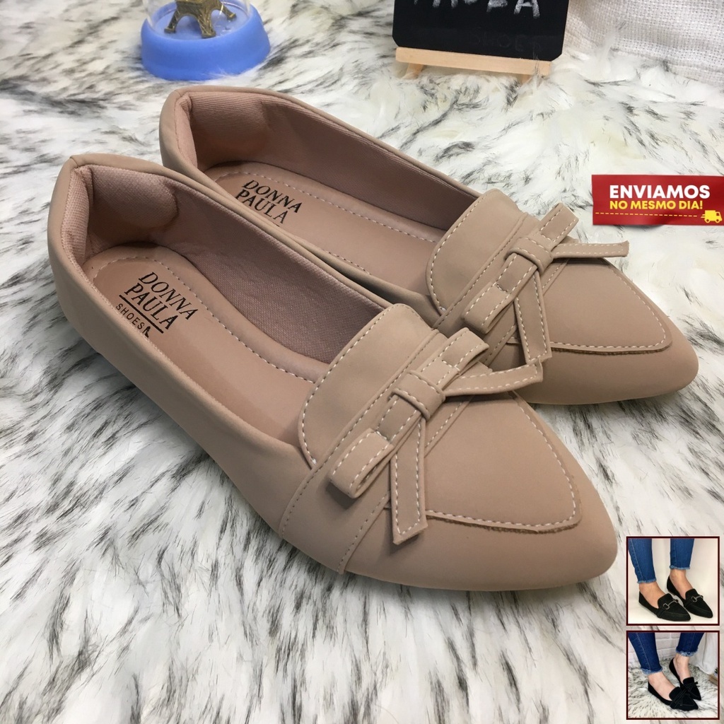 Sapatilha Feminino Mule Sapato Bico Fino Mocassim Rasteirinha