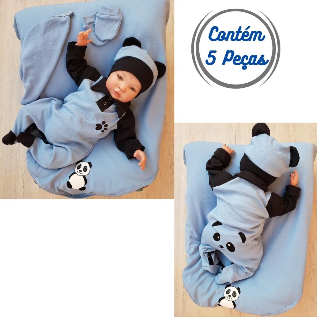 Kit Roupas para bebê menino Recém - Nascido Panda Saída de Maternidade ...