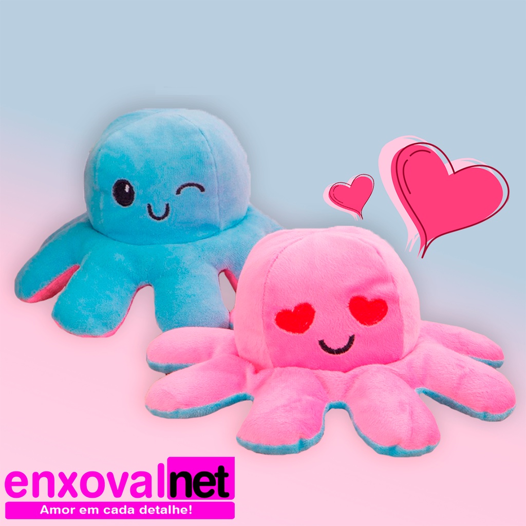 Polvinho Pelúcia Polvo Reversível Bipolar do Humor Feliz e Bravo Triste ...