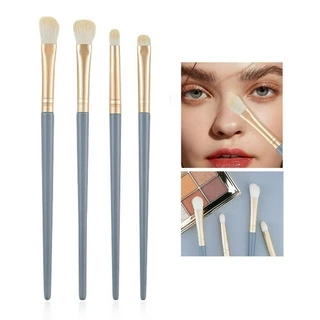 4 pçs escova de sombra lã macia importado fibra lã fosco ouro tubo alumínio pequeno médio grande sombra escova