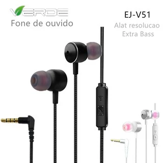 Fone De Ouvido VERDE EJ-v51 qualidade muito boa Extra BASS