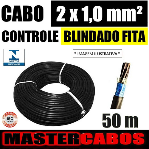 Cabo Controle Blindado Fita Alum. + Dreno Sn 2x1,0 Mm * 50 M Shopee