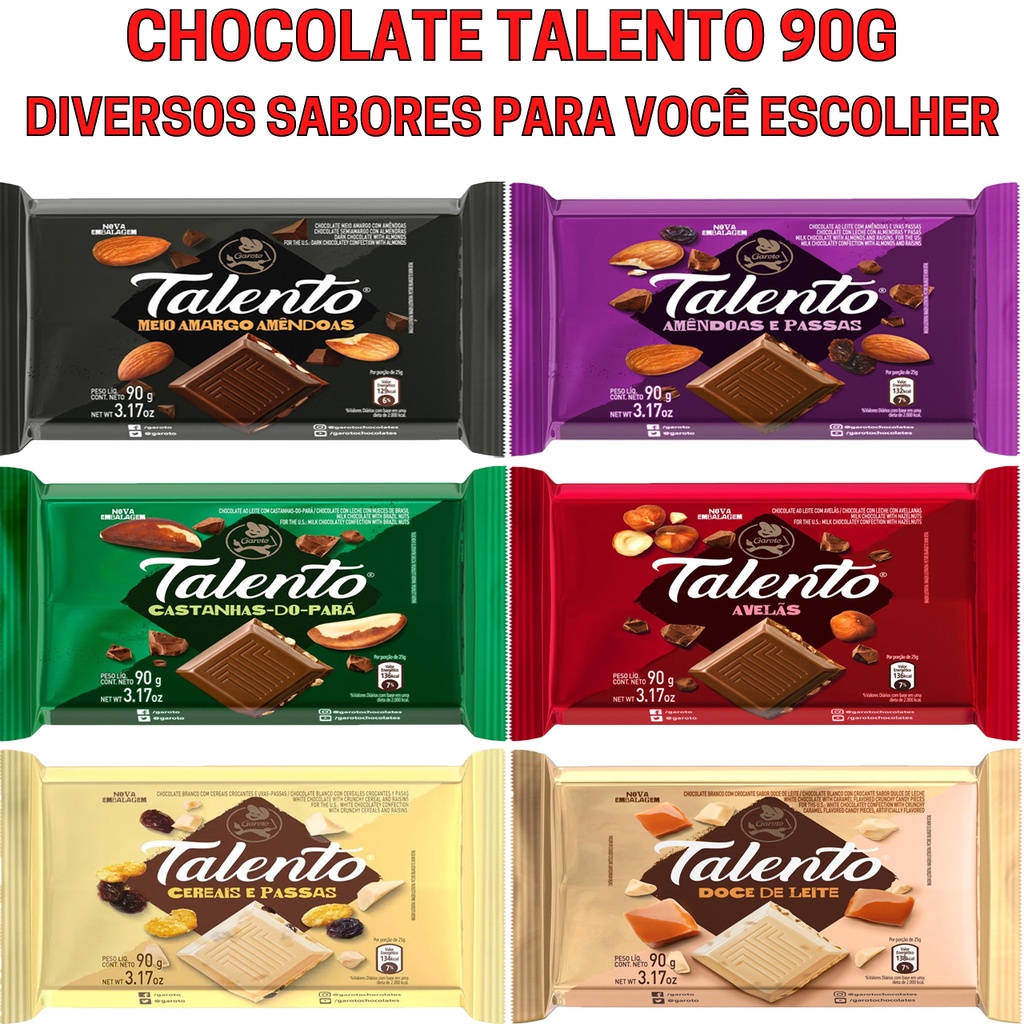 Kit C/ 12 Chocolates Talento Garoto 85g Shopee Brasil