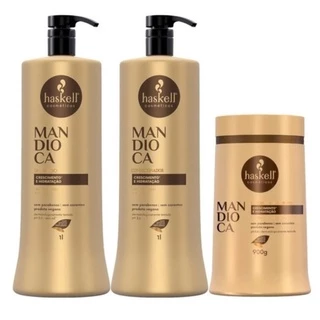Kit Haskell Mandioca Shampoo 1L + Condicionador 1L + Máscara 900g