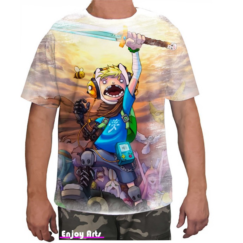 Camiseta Hora De Aventuras Jake Y Finn Para Niños, 100% Algodón, Premium, Estampado, Tallas Niños