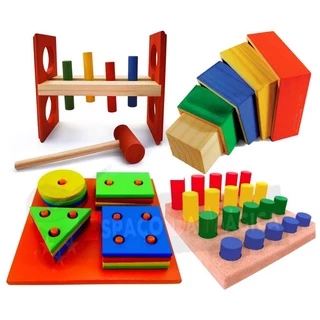 Brinquedos Educativos De Madeira 2 Anos - Kit 4 Peças Montessori JP