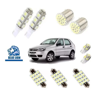 Kit Fiat Palio Lampadas Led Pingo Teto Placa Meia Luz Ré