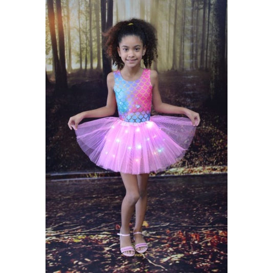 Fantasia Sereia Glamour Infantil _ Body & Saia Tutu