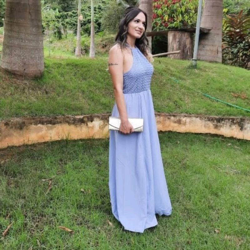 Vestido madrinha sale azul bebe