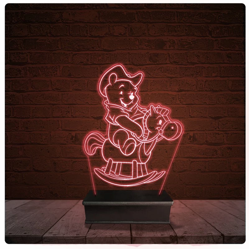 Abajur Luminária Acrílico Led - Ursinho Pooh Disney 02