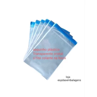 saquinho transparente cristal PP adesivado várias medidas 15x22+4aba / 16x22+4aba/ 18x22+4aba/ 18x26+4aba/ 20x26+4aba/ 22x32+4aba/ 25x32+4aba todos com fita colante na boca