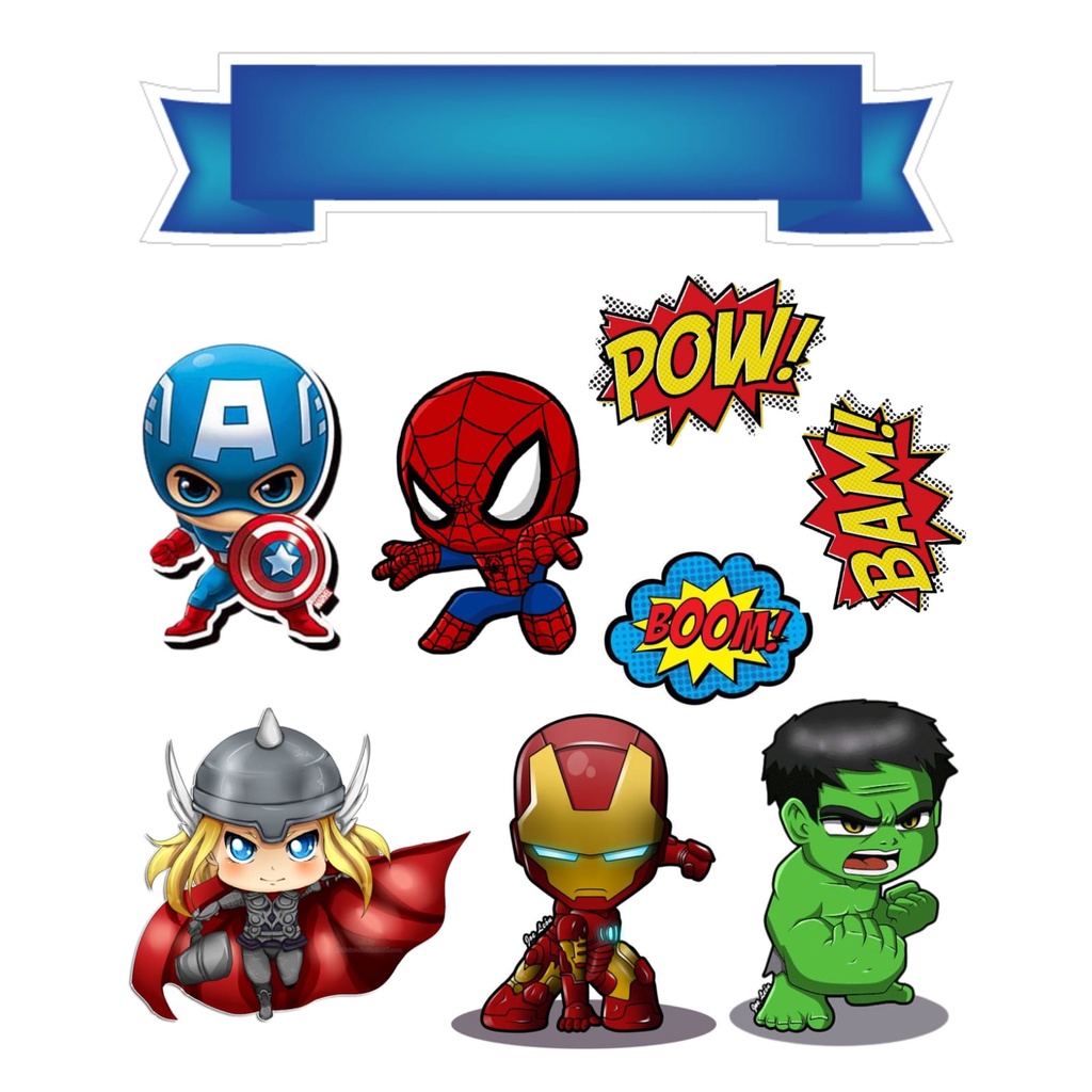 Topo De Bolo Liga Justiça Heróis Vingadores Cortado Colado Personalizado