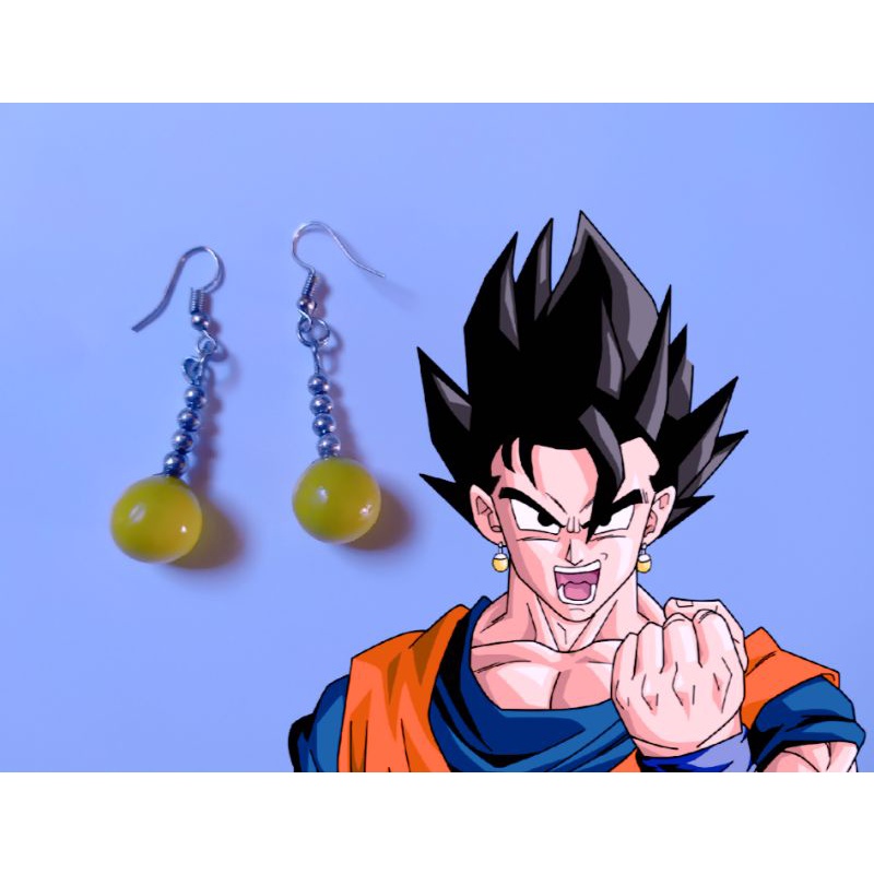 Brinco Potara De Pressão Dragon Ball Fusão Goku Azul Vegetto - R$ 37,9