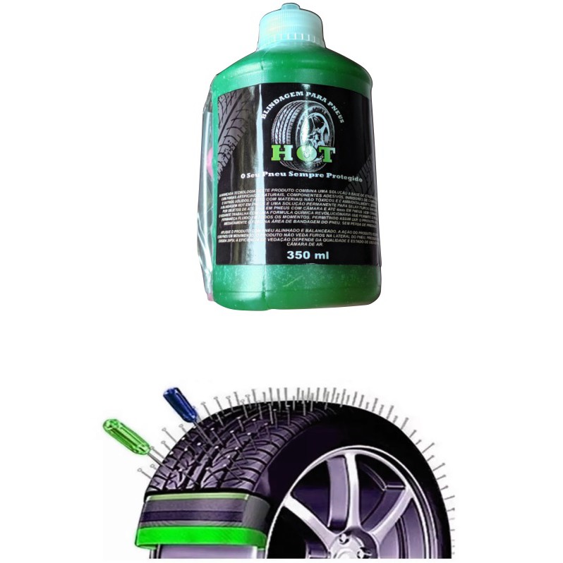 Contra furos em pneus a solução >> Vacina Selante Hot Para Pneu Carro Moto Bicicleta << Ultilização 1 por pneu.