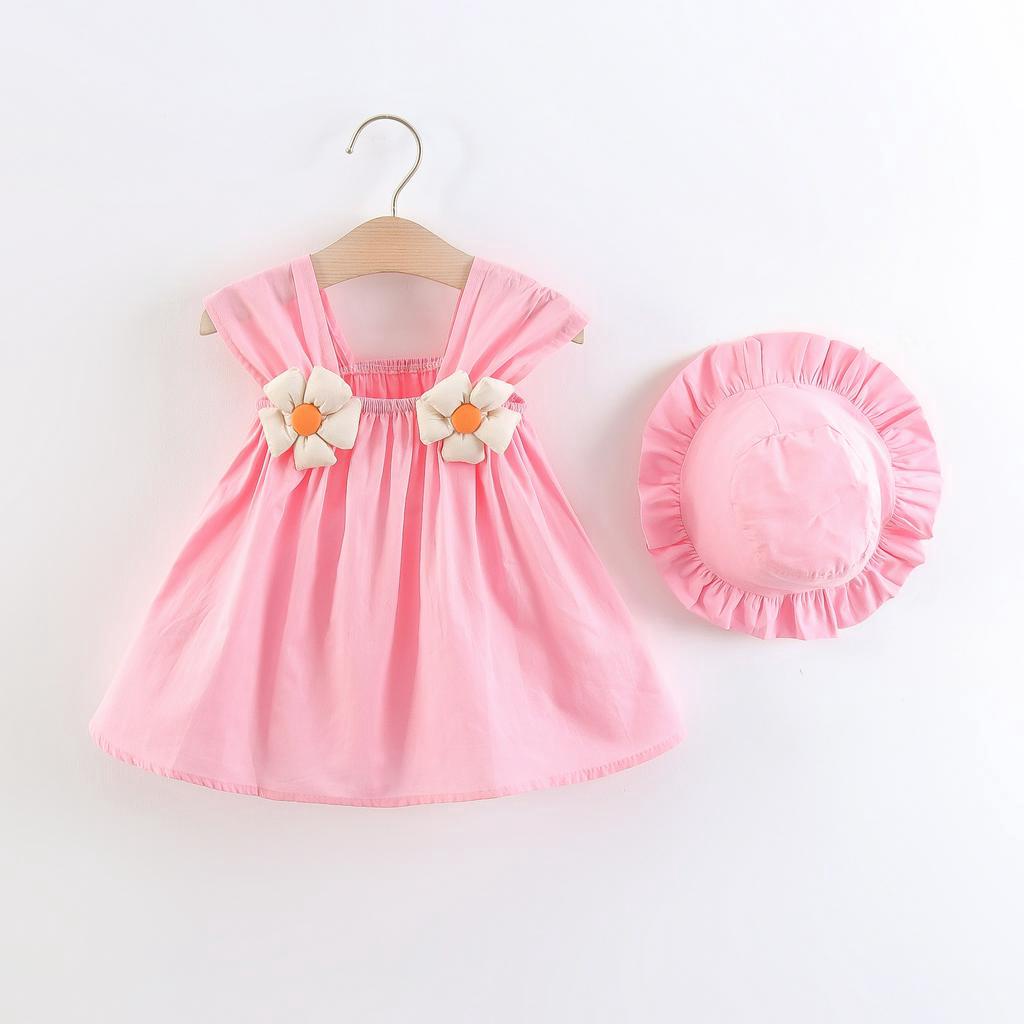 [Vestido De Bebê Toddler Baby Girl Lindo Laço Suspender Tutu Algodão De Verão Kid Summer Fashion Small Flower Para Menina De 9 Meses A 3 Anos De Idade