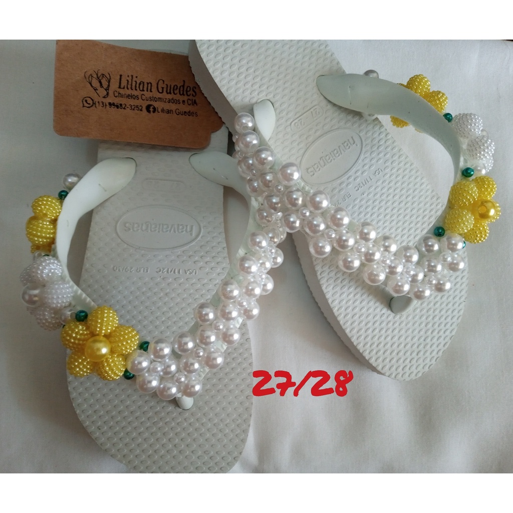 Sandalia decorada com hot sale perola e strass