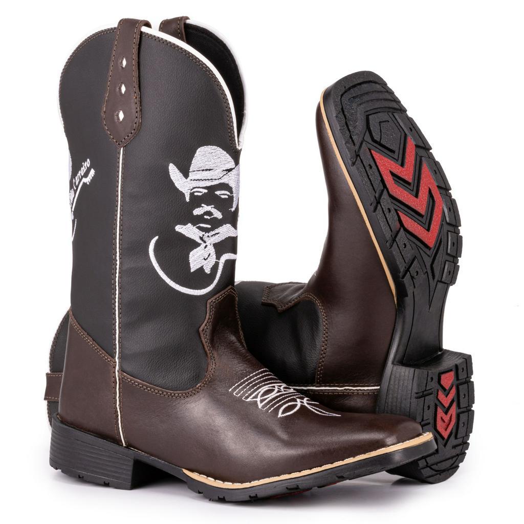 Bota Texana Masculina Country Bico Quadrado Tião Carreiro