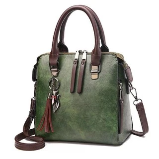 Senhoras De Couro Do Vintage Pu Bolsas Mulheres Messenger Bags Totes Tassel Boston Sacos De Mão Designer De Bolsa De Ombro Crossbody