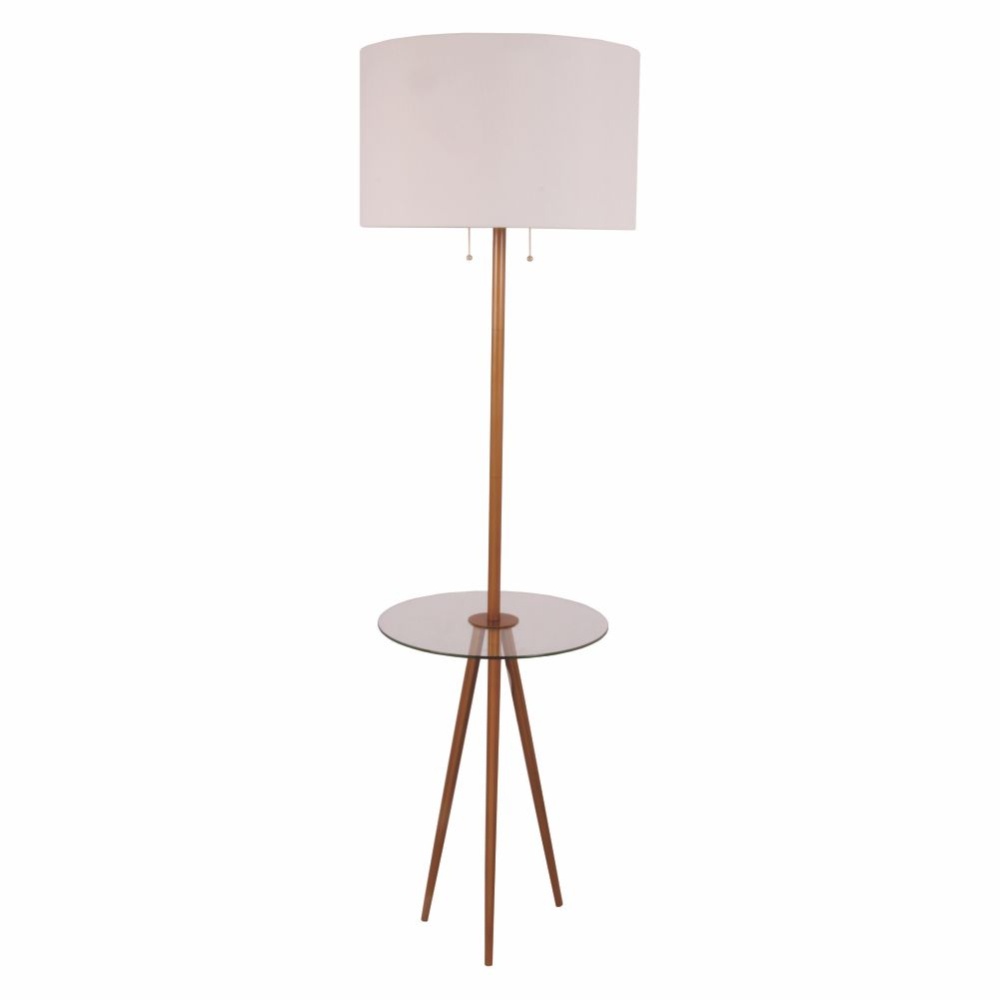 Luminaria De Chão Tripé C/ Mesinha Vidro Cúpula Surpreende Shopee