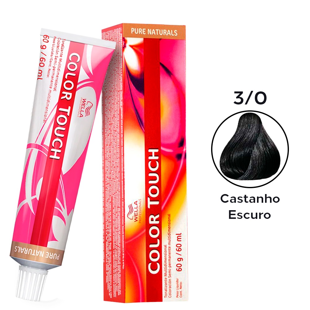 Wella Color Touch Tonalizante 3/0 Castanho Escuro 60g | Shopee Brasil