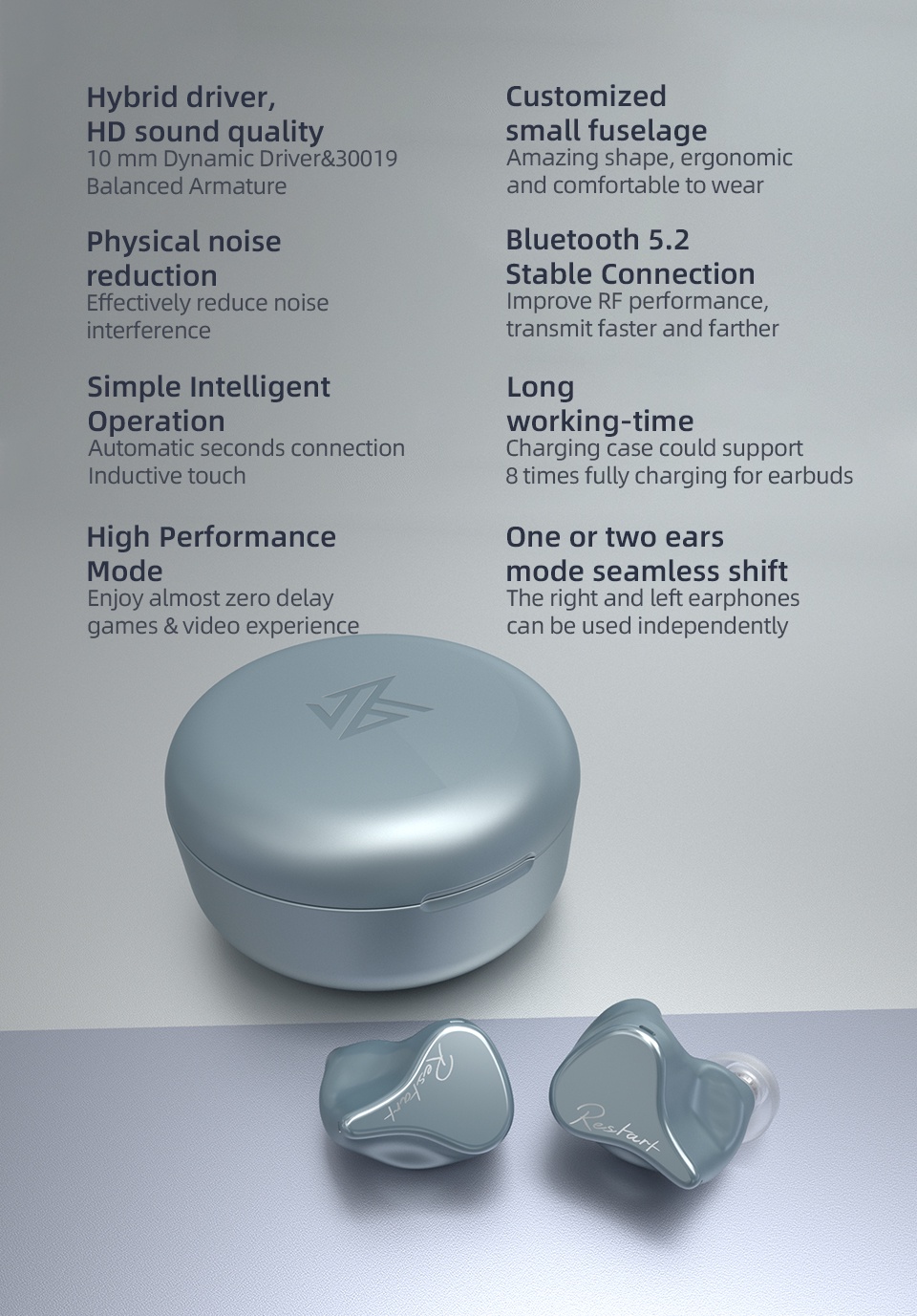 KZ SKS 1DD + 1BA True Wireless TWS Earbuds Bluetooth 5.2 Hybrid Game ...