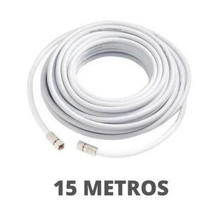 Cabo Coaxial 15M Branco P/ Antena Tv Pronto Com Conectores