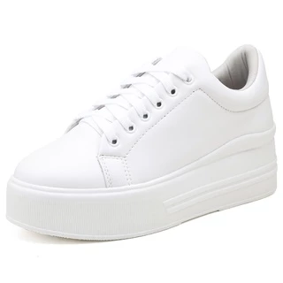 Tênis Feminino Casual Plataforma Flatform Branco Promo