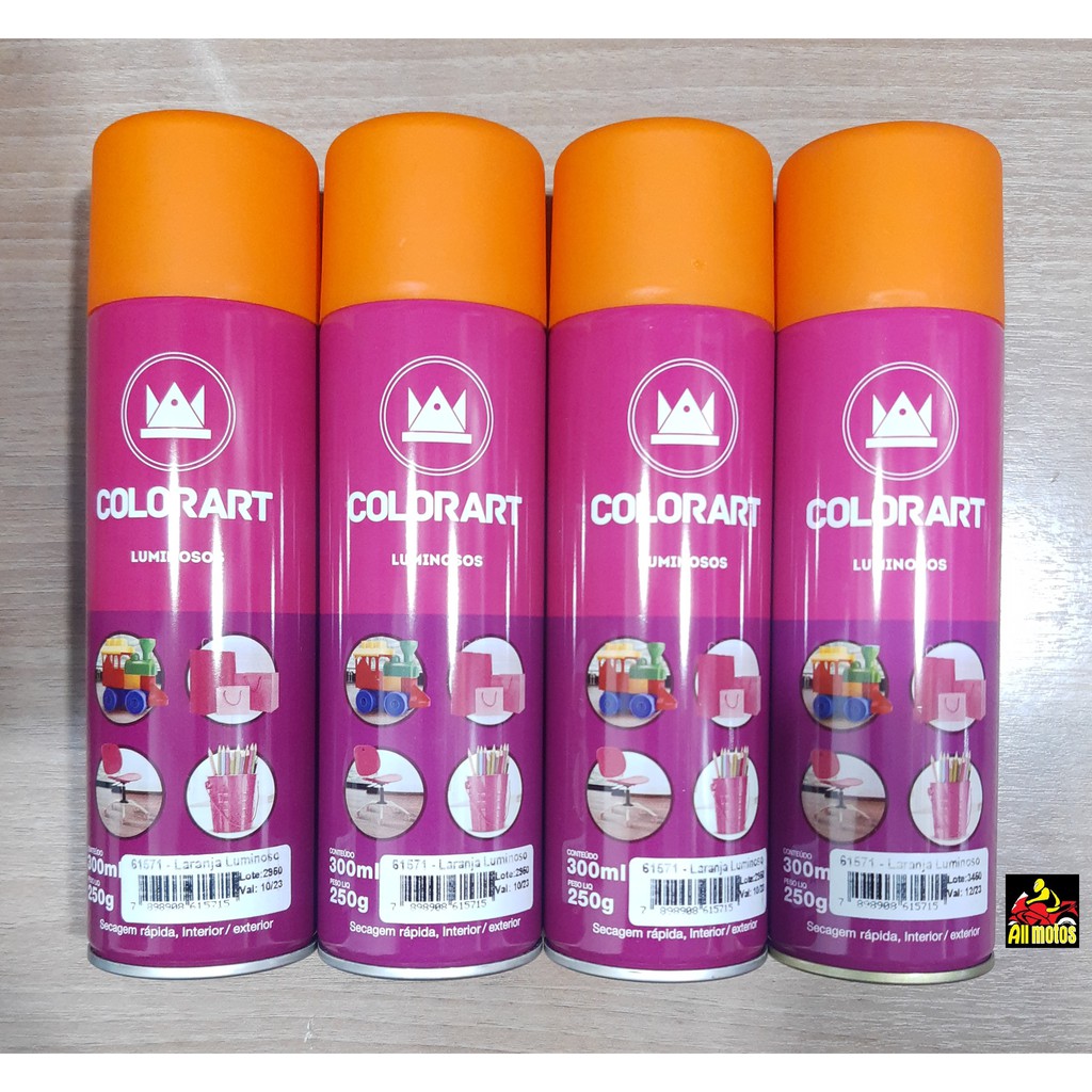 4 TINTA SPRAY LARANJA LUMINOSO FLUORESCENTE COLOART | Shopee Brasil