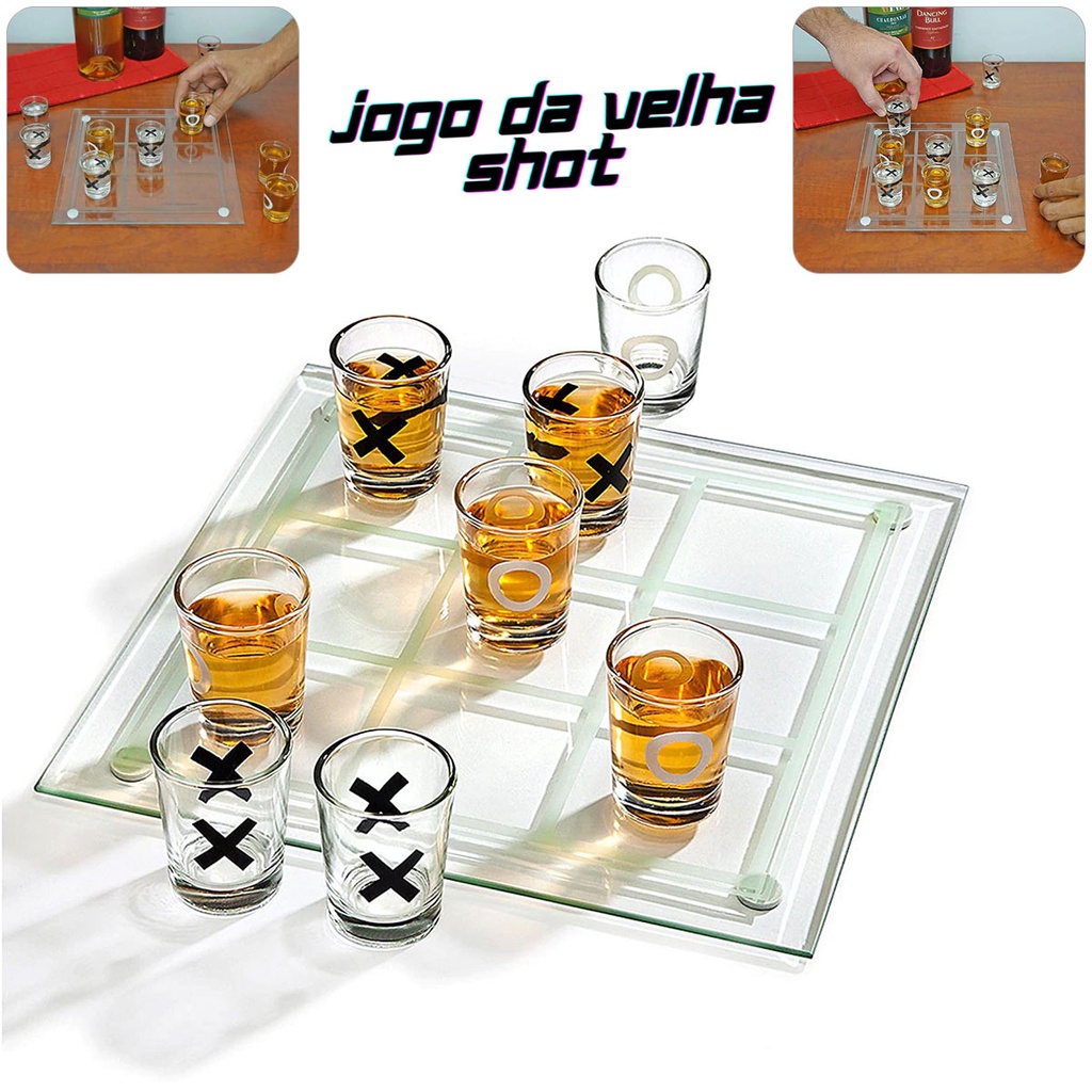 Jogo Da Velha Shot Drinks Tabuleiro Vidro Com Copinhos Jogos Adultos |  Shopee Brasil