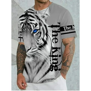 Tigre Animal Tigre Padrão Padrão Impresso Tigre Camiseta de Manga Curta Adulto Camiseta Casual Solta